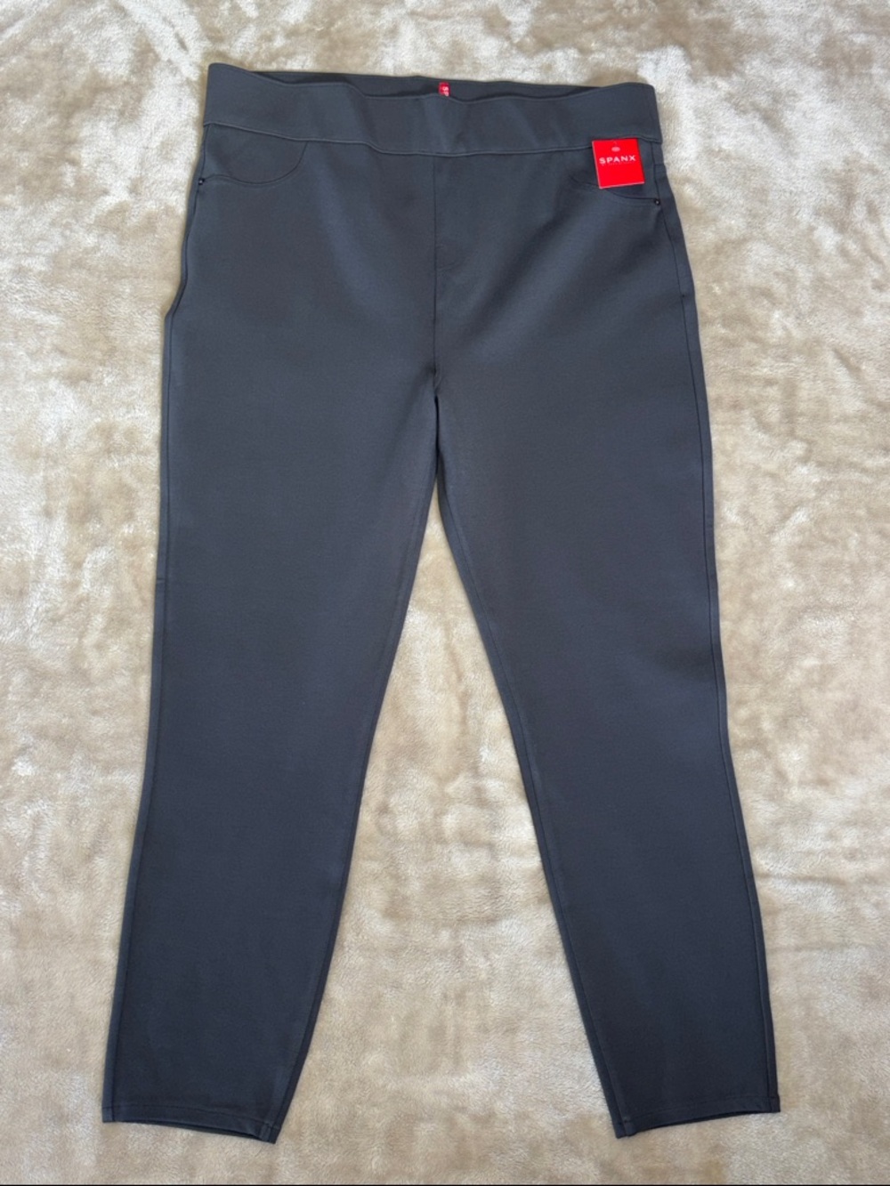 -NWT-SPANX Ankle Ponte Leggings Pepper Grey Pull On Stretch Slim 2X-2TG
